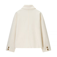 Vera | Wool Jacket Beige Cropped Button Front