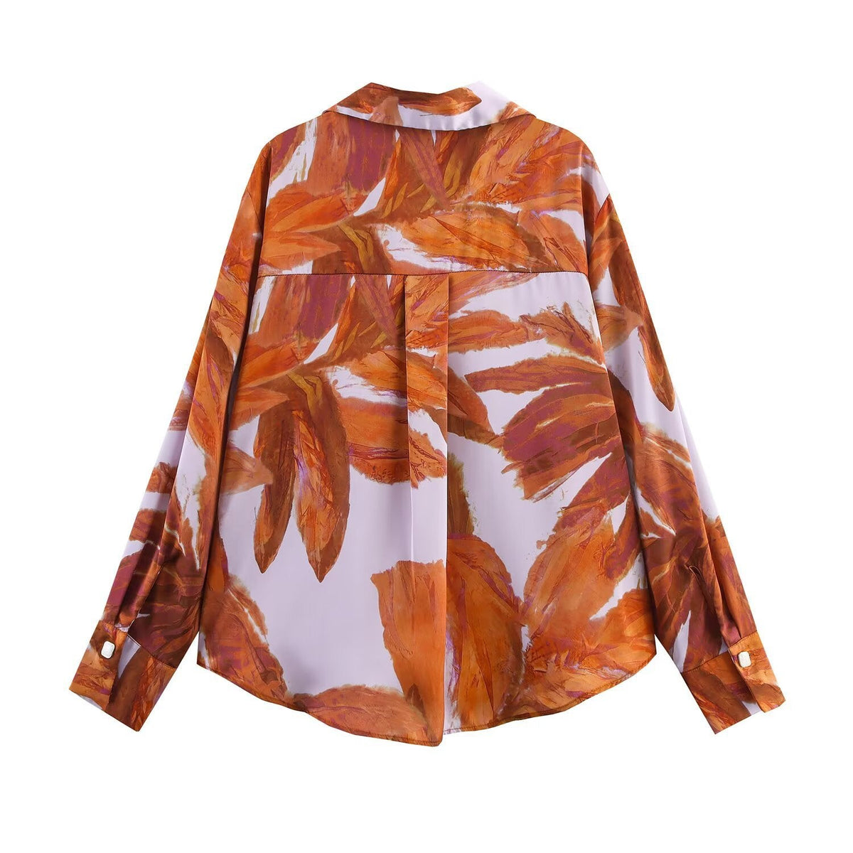 Vera | Floral Button Down Shirt Cream Orange Long Sleeve