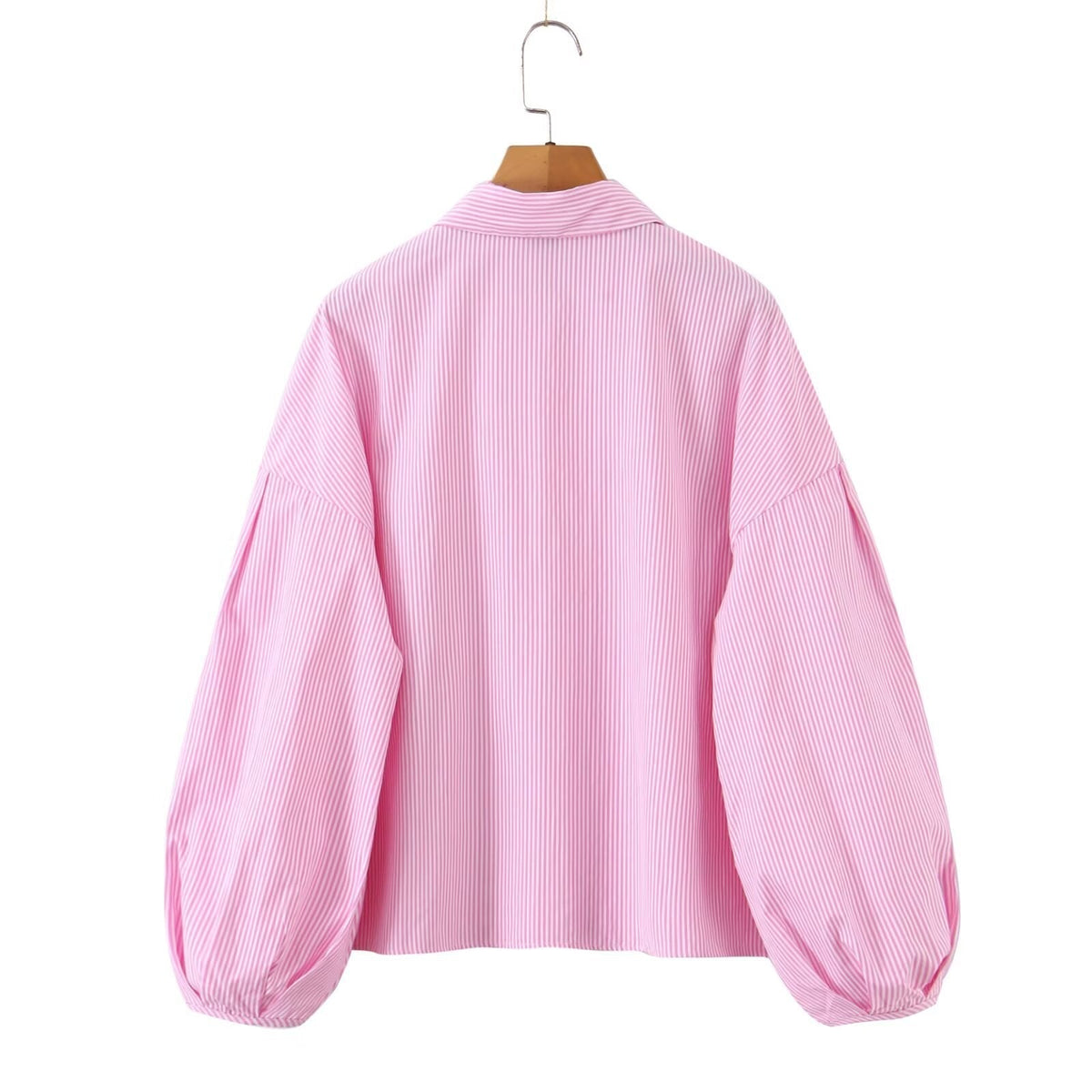 Luisa | Striped Shirt Pant Set Pink Puff Sleeve Wide Leg