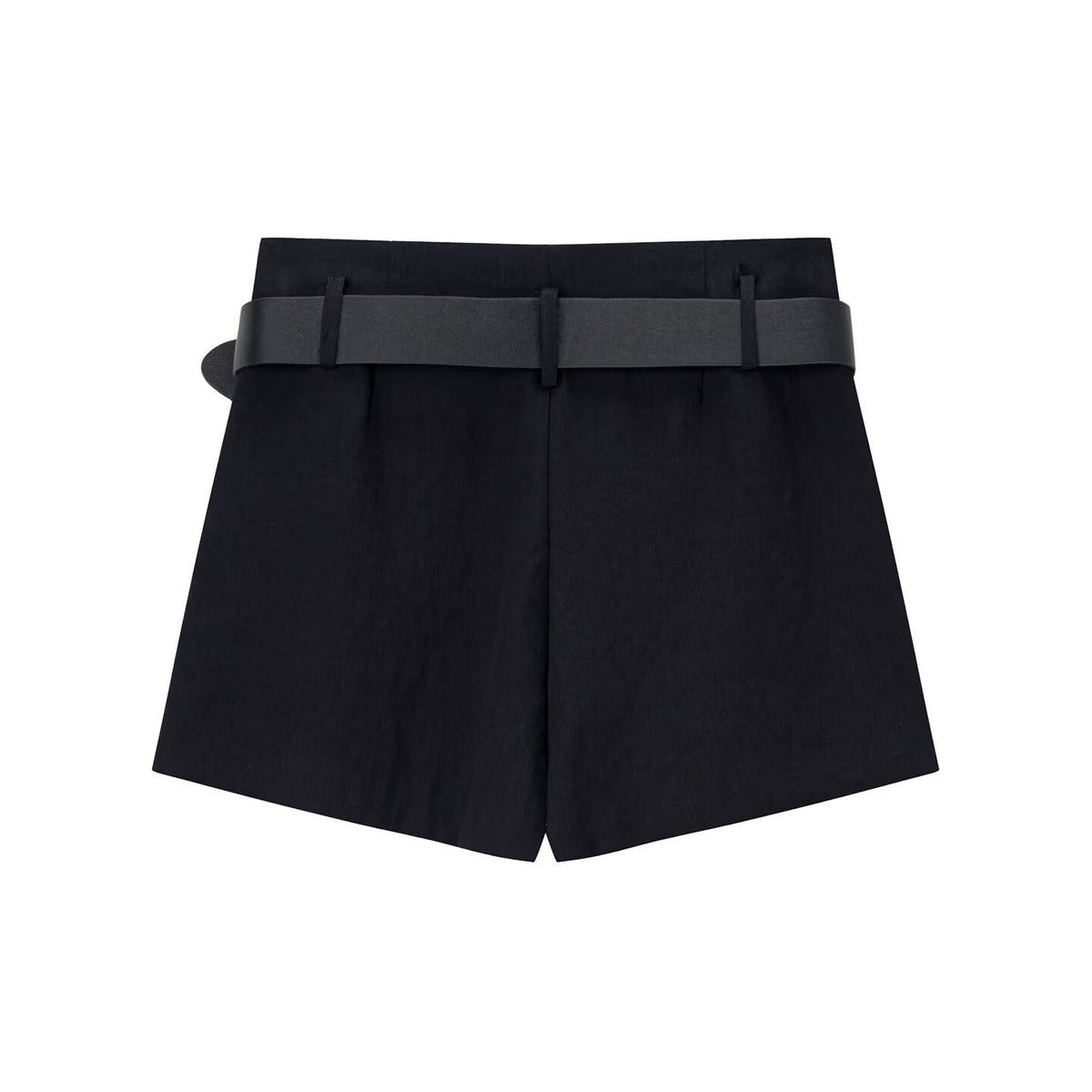 Nola | Tailored Black Shorts Belted Gold Ring Buckle
