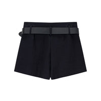 Nola | Tailored Black Shorts Belted Gold Ring Buckle