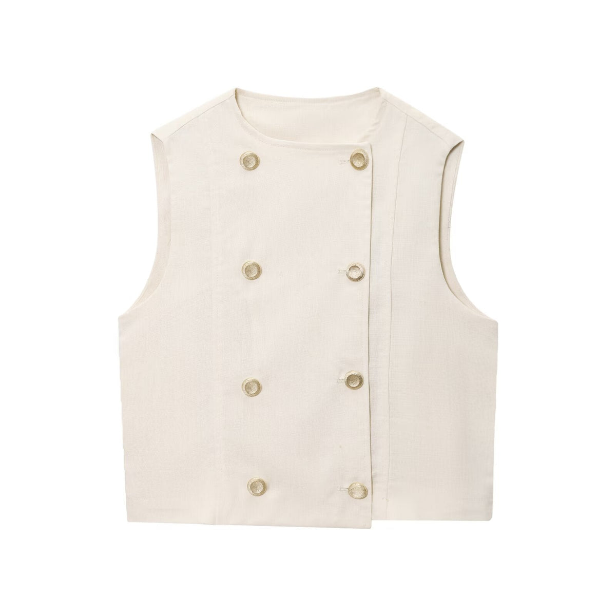 Isla | Sleeveless Double Breasted Vest Cream Button Front