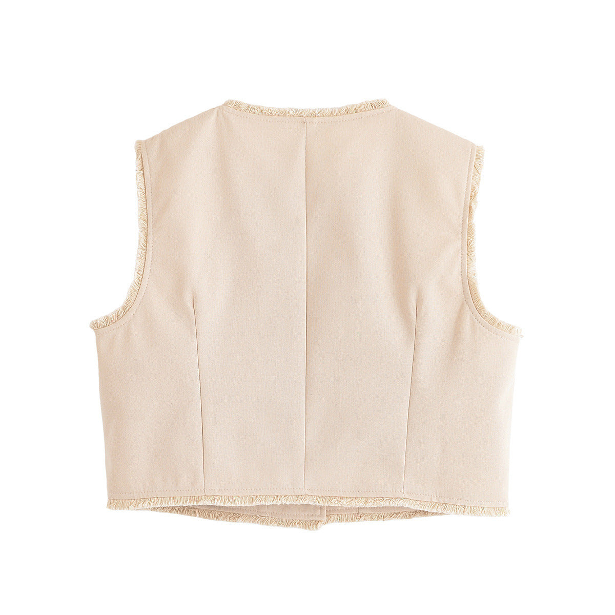 Neve | Sleeveless Button Up Sweater Vest Cream Frayed Edge