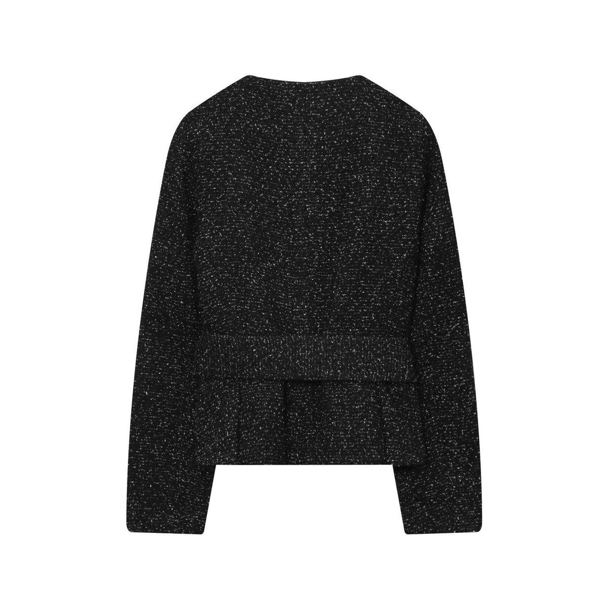 Iris | Matching Two Piece Set Belted Tweed Black Crew Neck