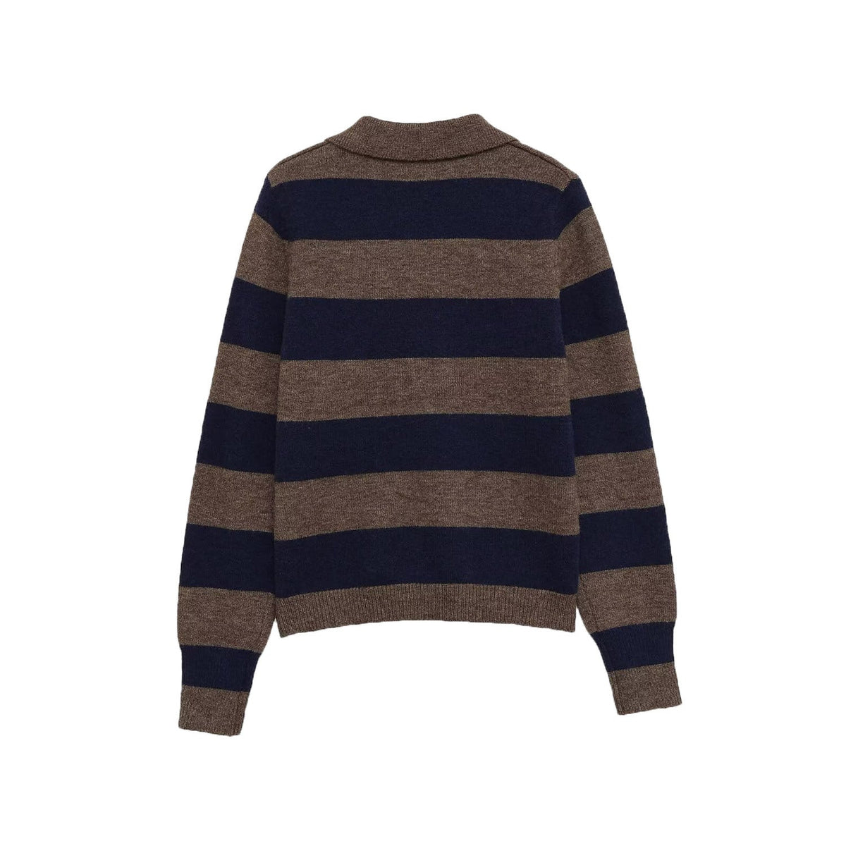 Paloma | Striped Knit Cardigan Brown Navy Button Up
