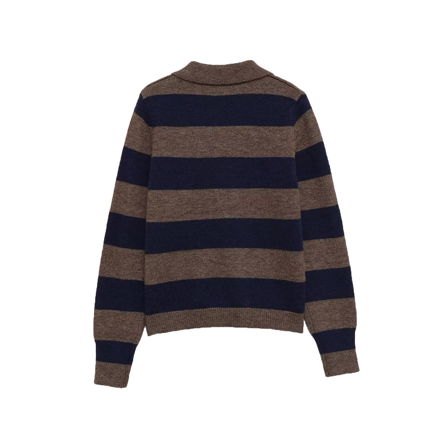 Paloma | Striped Knit Cardigan Brown Navy Button Up
