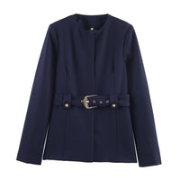 Edie | Belted Utility Jacket Navy Long Sleeve