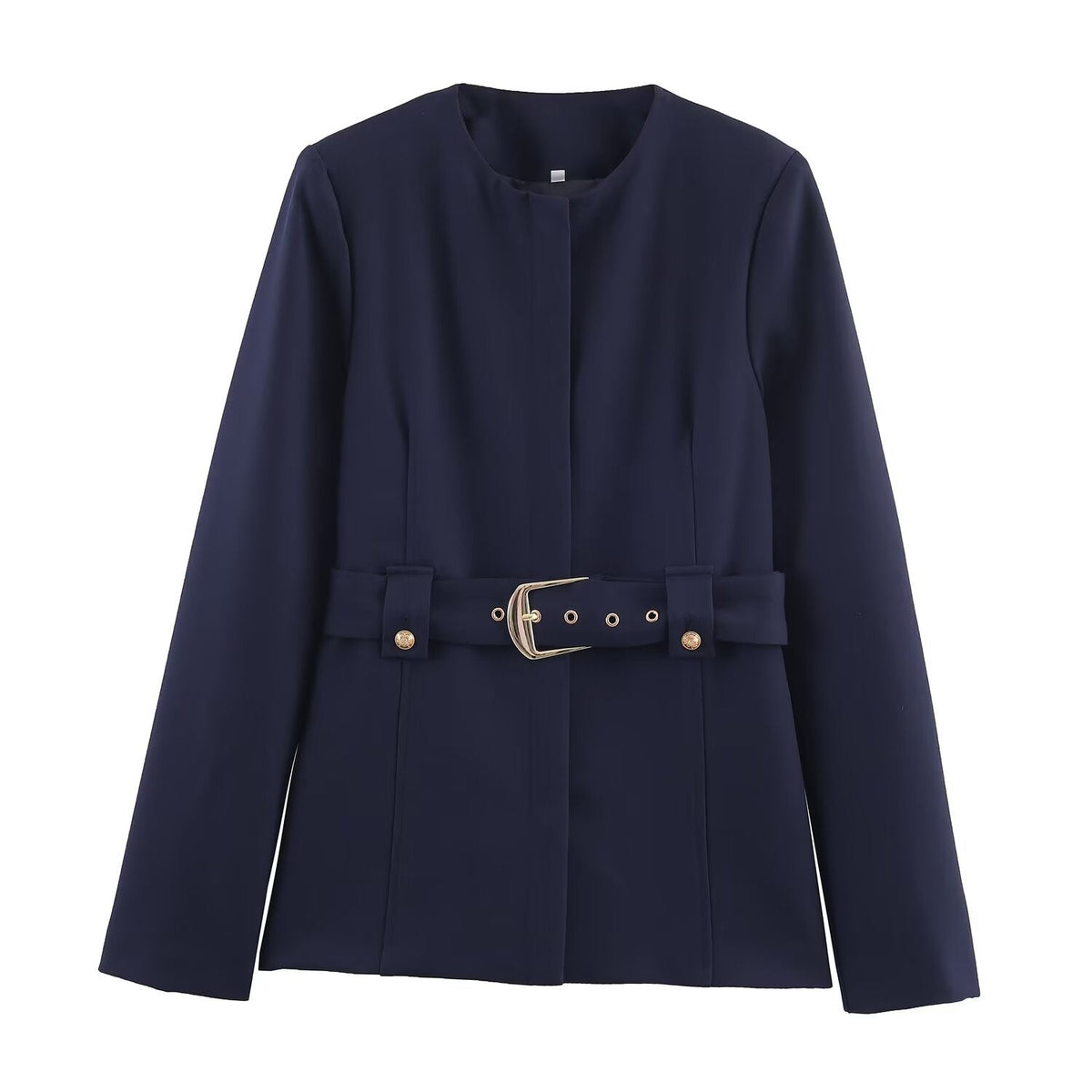 Edie | Belted Utility Jacket Navy Long Sleeve