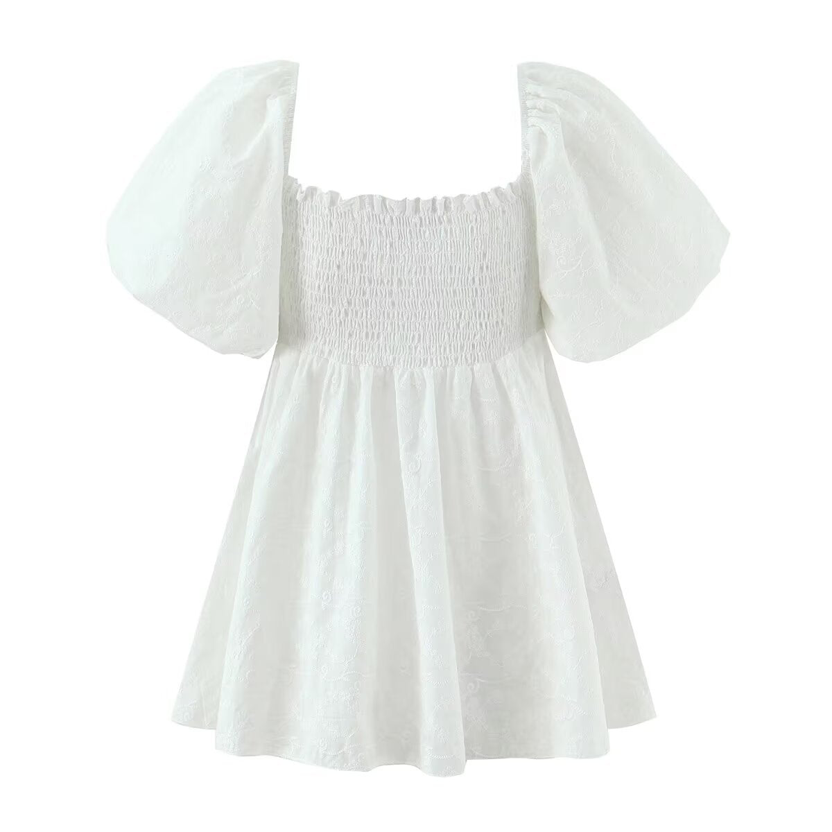 Iris | Cottagecore Puff Sleeve White Dress Short Puff