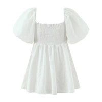 Iris | Cottagecore Puff Sleeve White Dress Short Puff