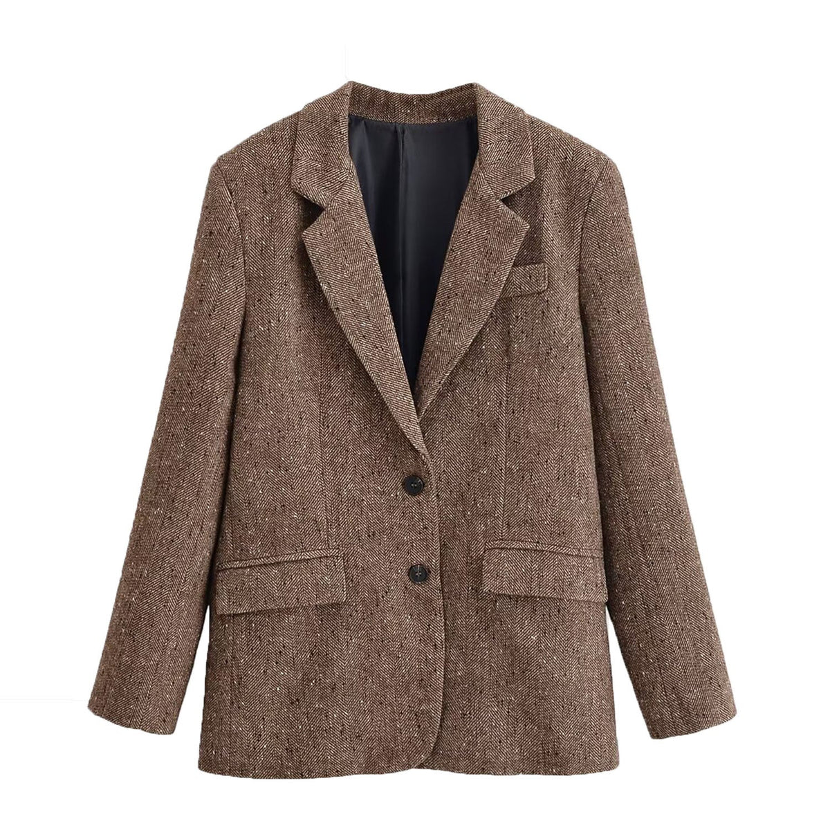 Vera | Tailored Tweed Blazer Brown Single Breasted
