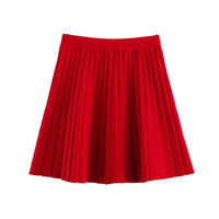 Luisa | Knit Pleated Skirt Set Red Turtleneck
