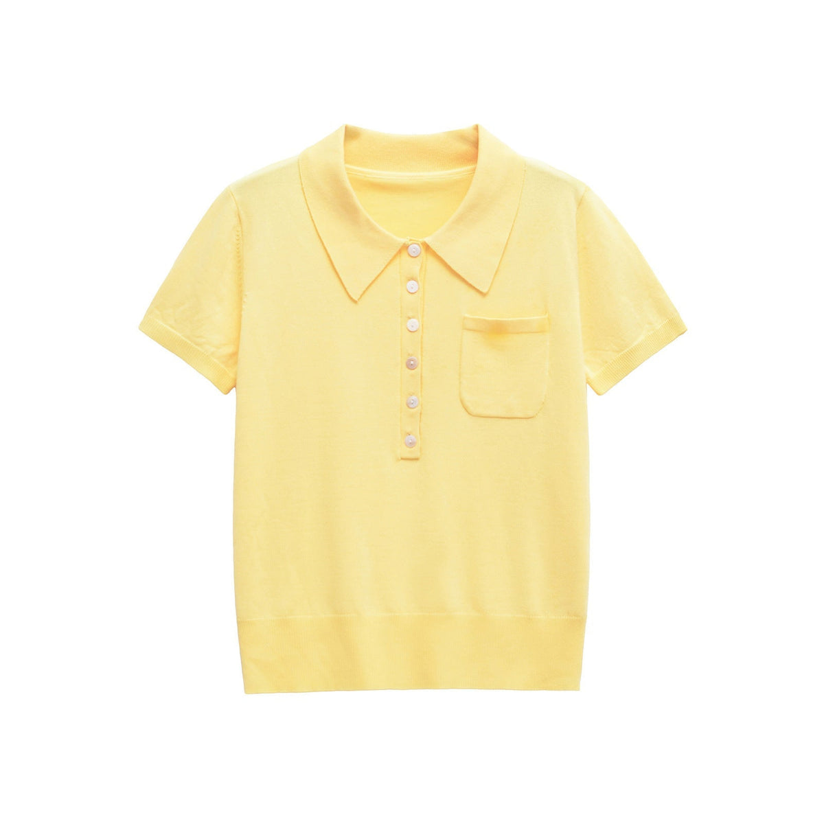 Aria | Knit Polo Shirt Cream Short Sleeve Collared