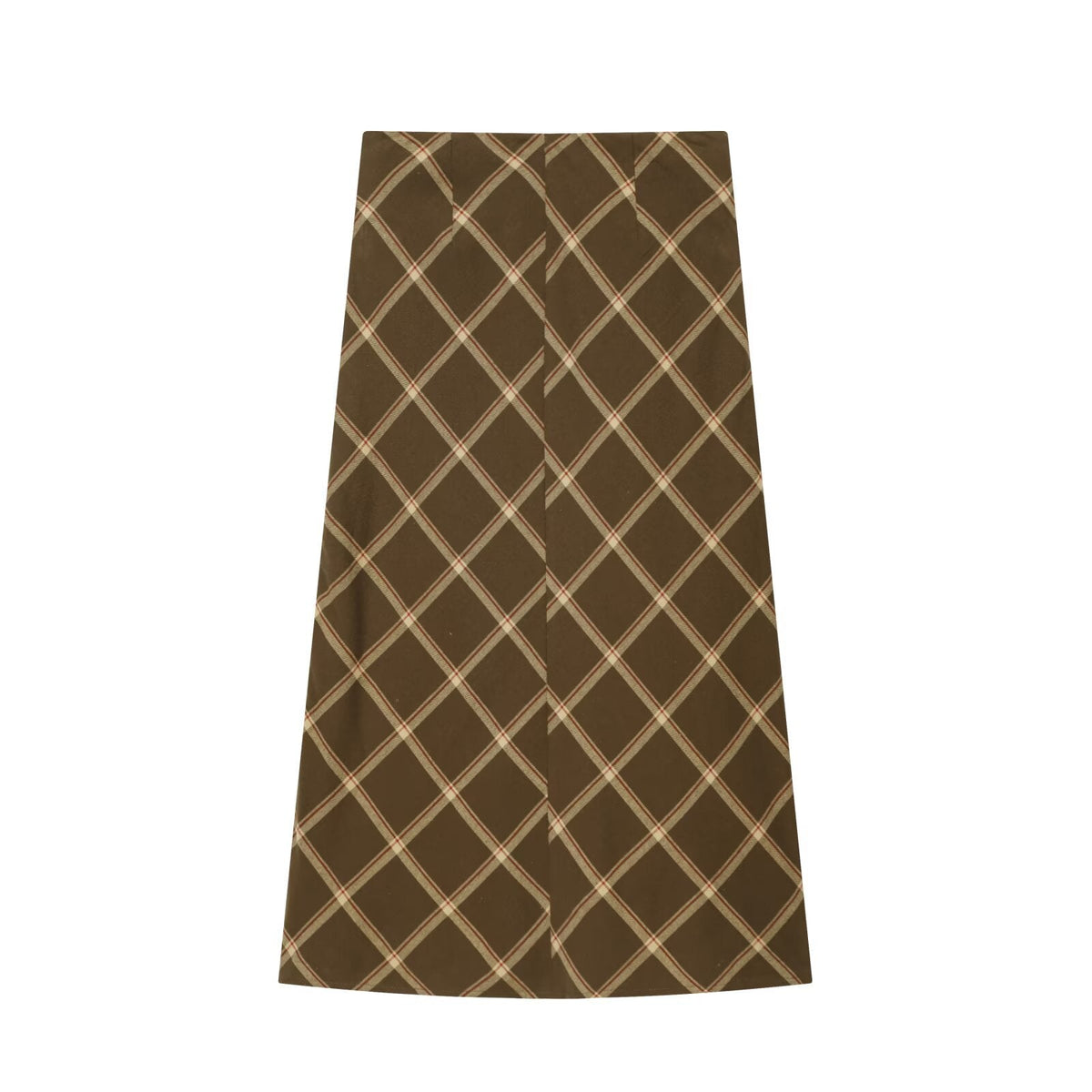 Margot | Plaid A Line Midi Skirt Brown Wrap Front
