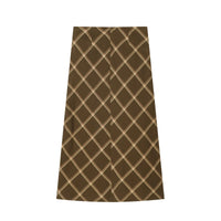 Margot | Plaid A Line Midi Skirt Brown Wrap Front