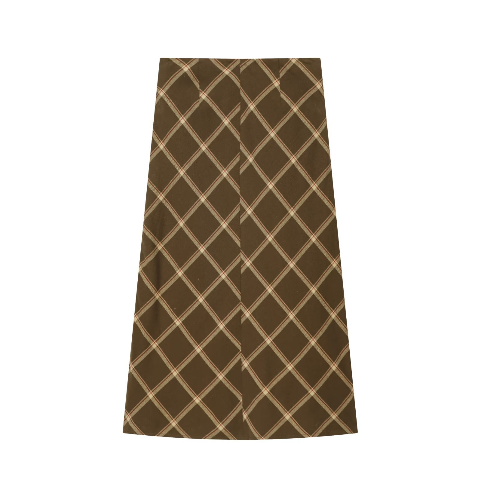 Margot | Plaid A Line Midi Skirt Brown Wrap Front