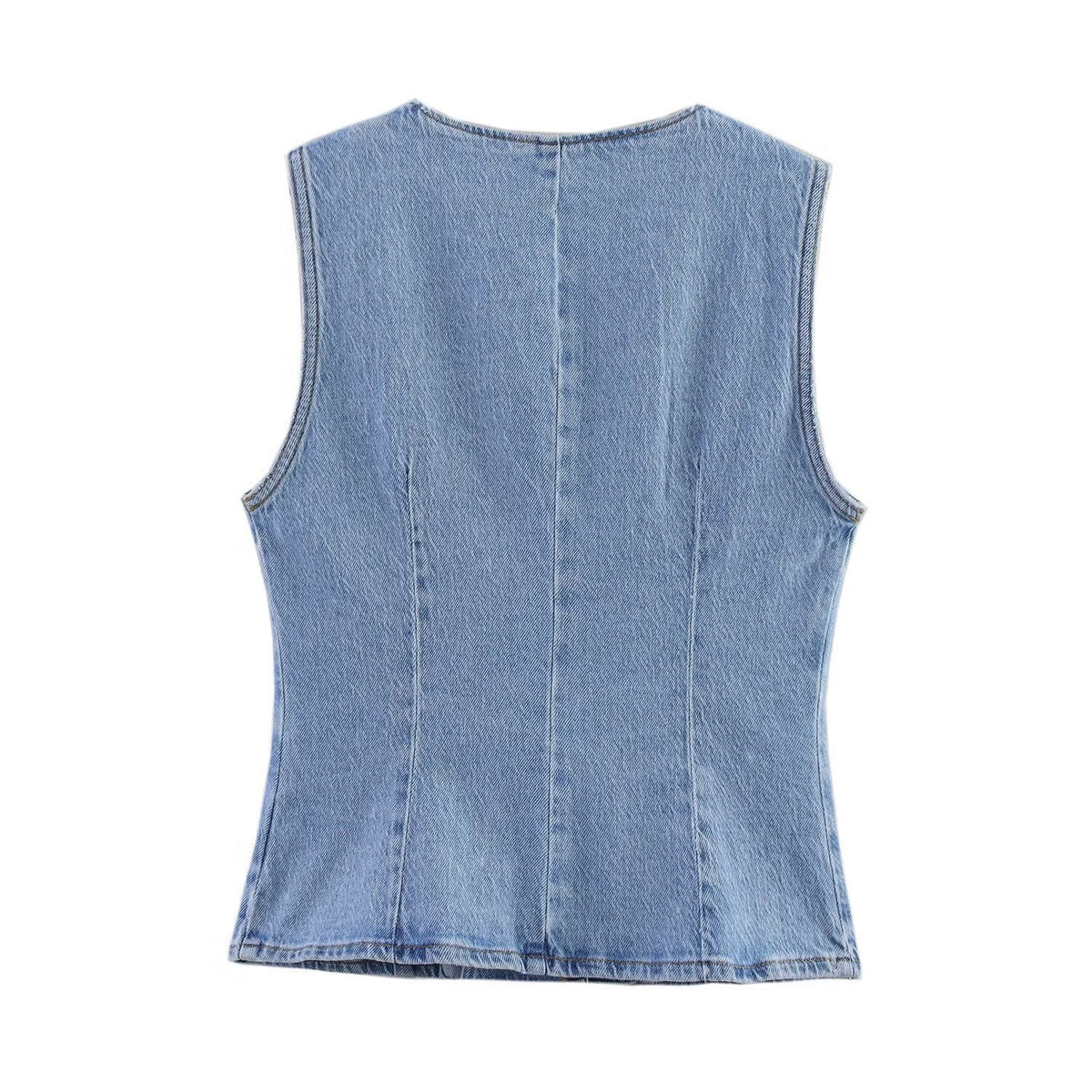 Arya | Denim Vest Light Blue Button Front Sleeveless