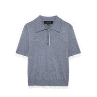 Vera | Knit Polo Short Sleeve Gray Contrast Trim
