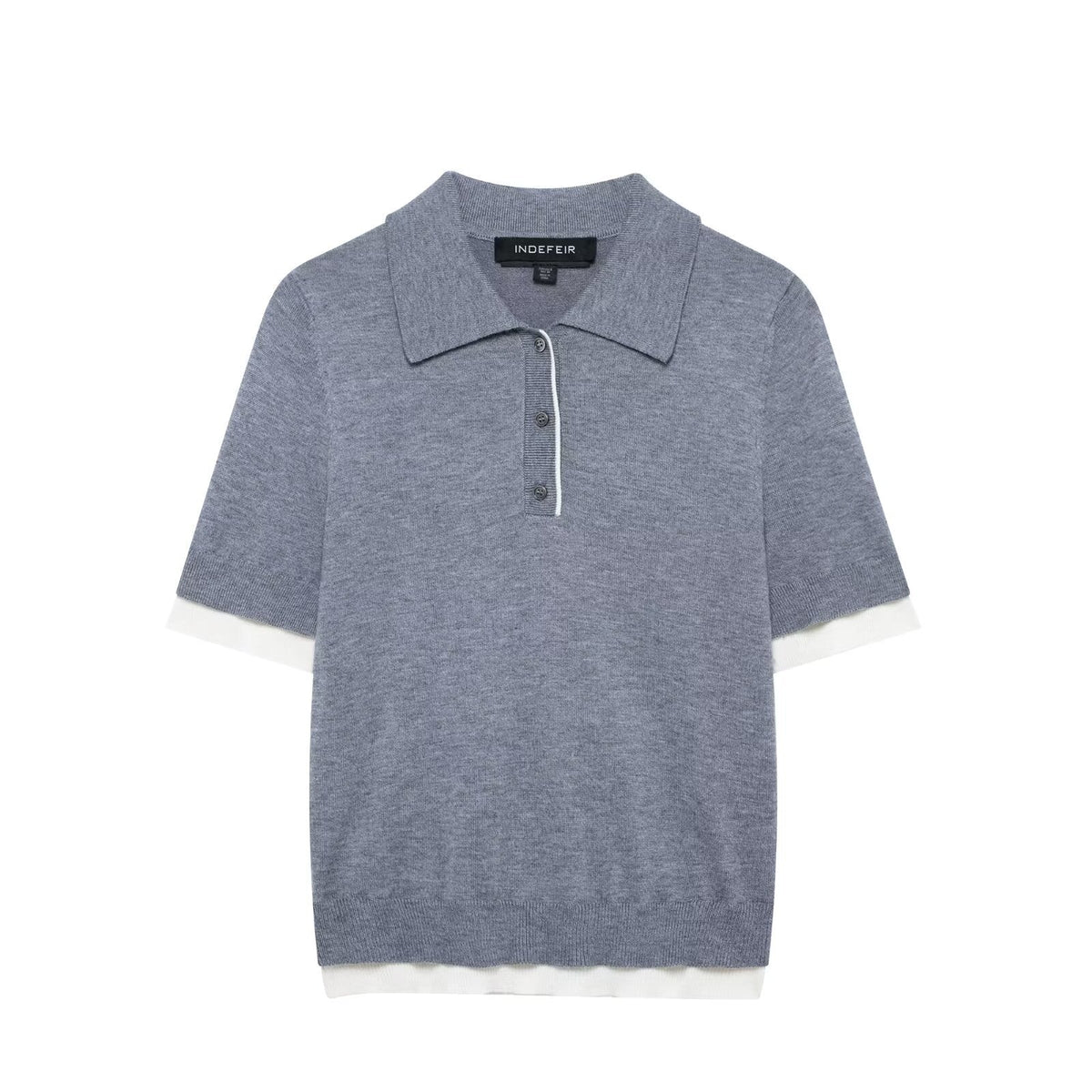 Vera | Knit Polo Short Sleeve Gray Contrast Trim