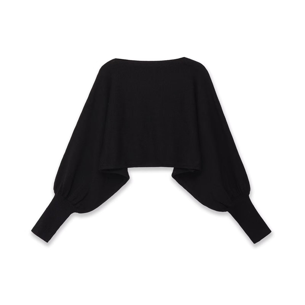 Vera | Cropped Batwing Top Black Long Sleeve