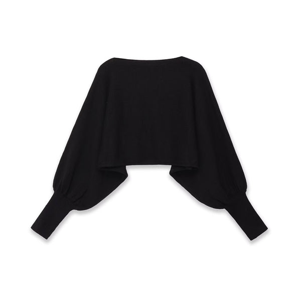 Vera | Cropped Batwing Top Black Long Sleeve