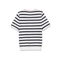 Neve | Striped T Shirt Cream Black Short Sleeve Crew Neck