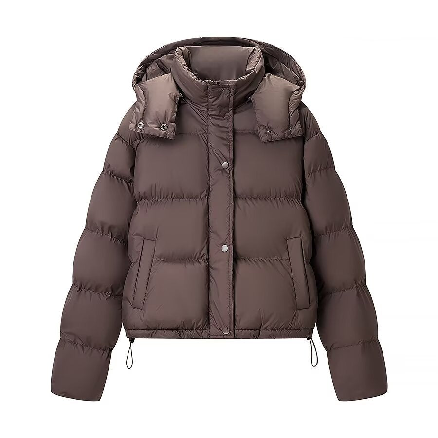Fleur | Cropped Puffer Jacket Brown Hooded
