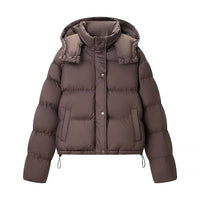 Fleur | Cropped Puffer Jacket Brown Hooded