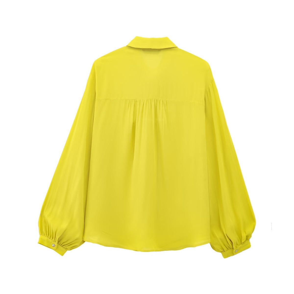 Romy | Tie Front Blouse Yellow Puff Sleeve