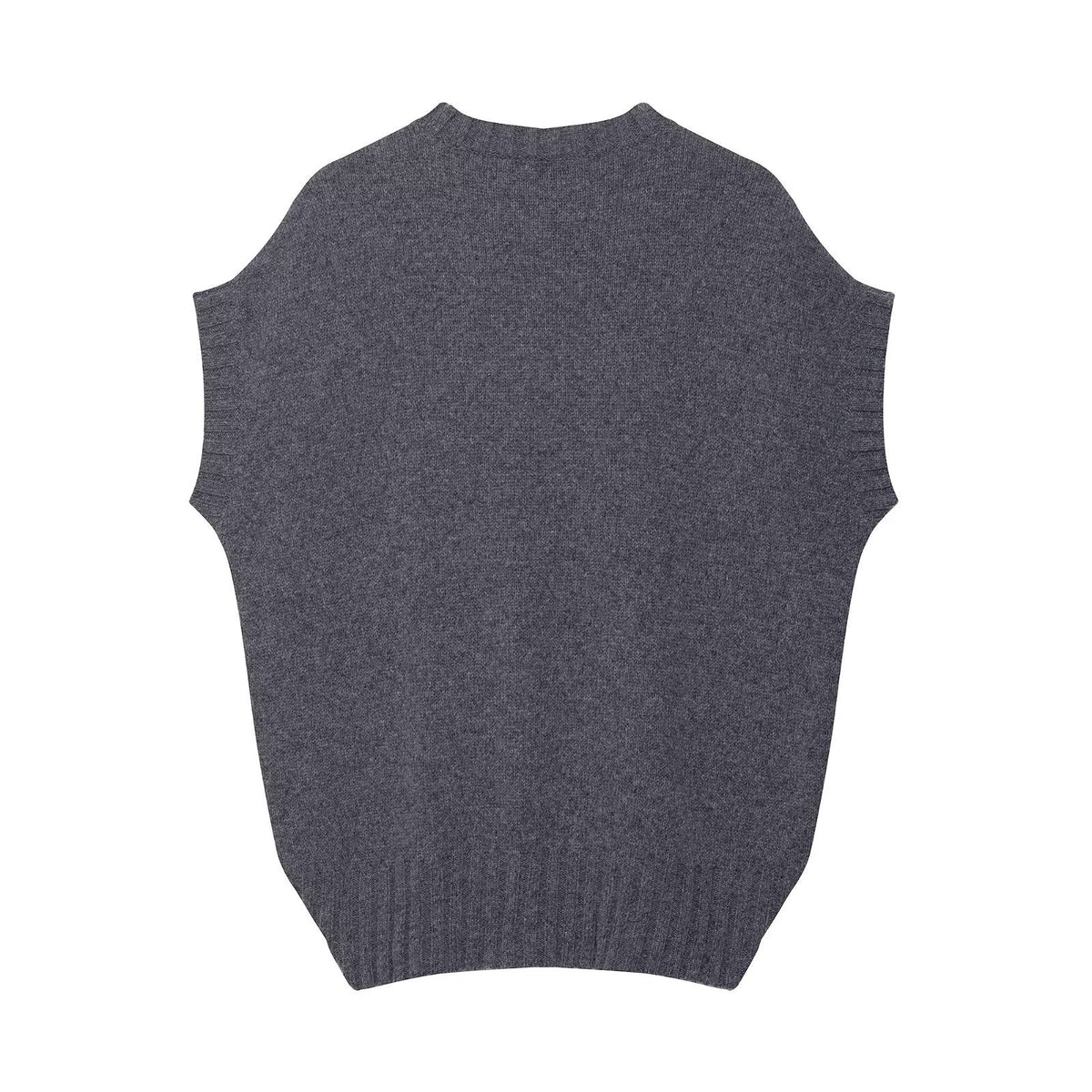 Vera | Crew Neck Knit Sweater Vest Gray Cutout