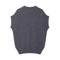 Vera | Crew Neck Knit Sweater Vest Gray Cutout