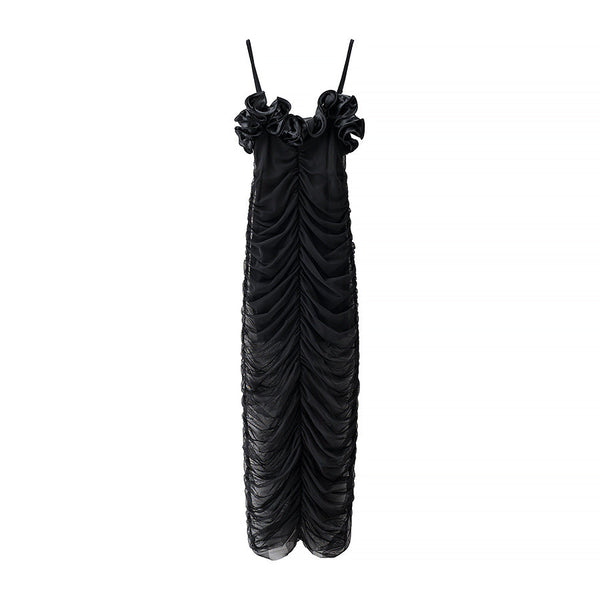 Vera | Ruched Maxi Dress Black Strapless