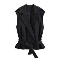 Elodie | Belted Sleeveless Blazer Black Tailored