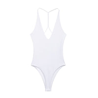Vera | Backless V Neck Bodysuit Brown Thong