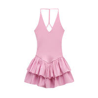Viola | Coquette Ruffle Mini Dress Pink V Neck