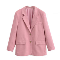 Thea | Oversized Pink Blazer Tailored Button Front