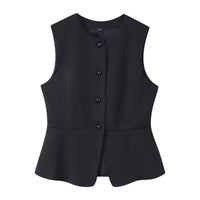 Vera | Sleeveless Button Up Sweater Vest Cream Fitted