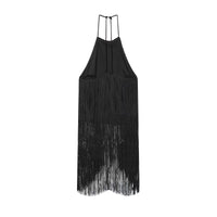 Esme | Halter Top Black Fringe Tassel
