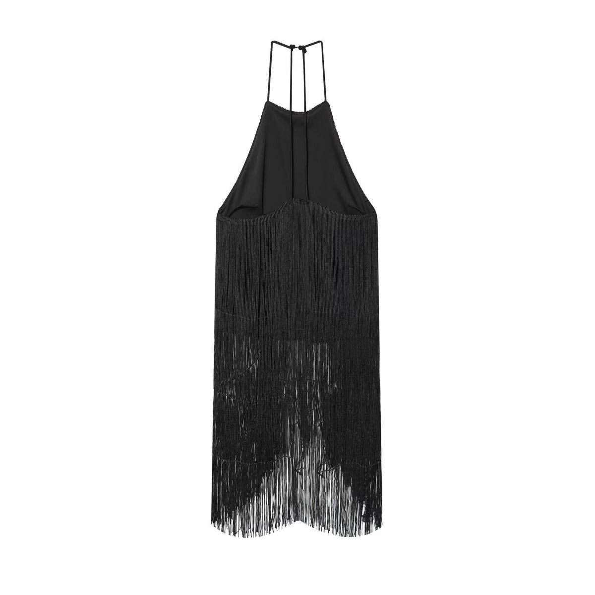Esme | Halter Top Black Fringe Tassel