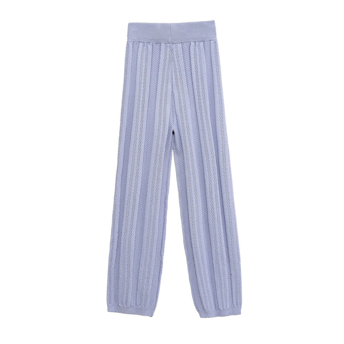 Iris | Casual Cable Knit Wide Leg Pants Periwinkle