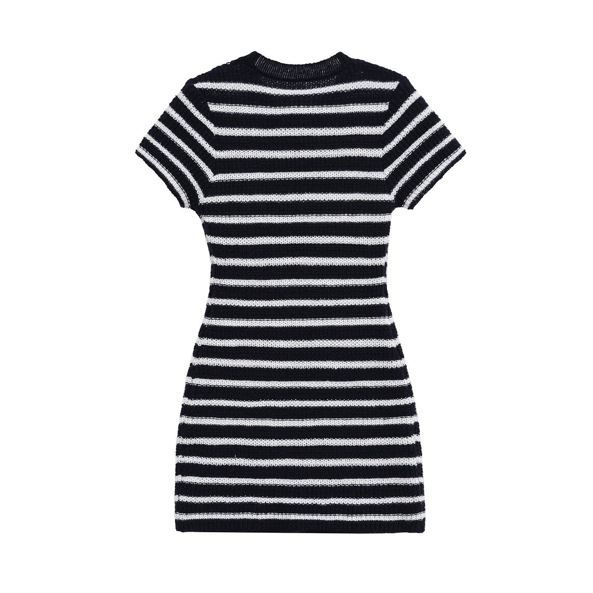 Liv | Striped Knit Dress Black White Short Sleeve