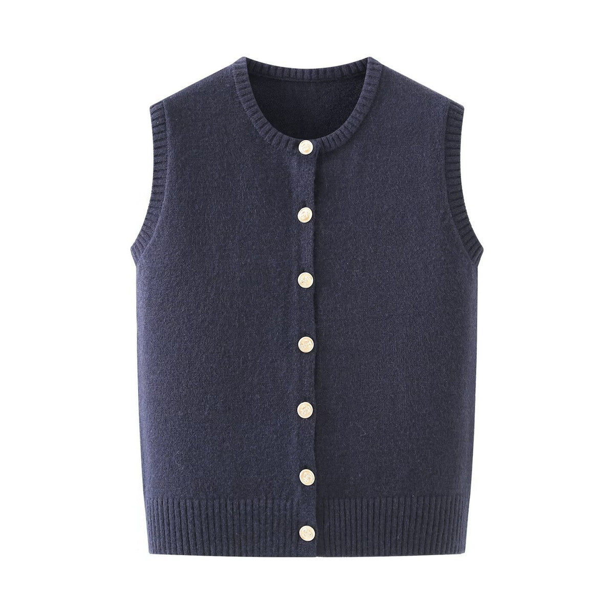Vera | Sweater Vest Navy Button Front Knit