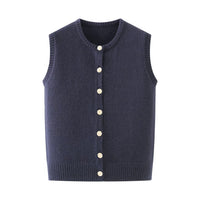 Vera | Sweater Vest Navy Button Front Knit