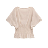 Vera | Casual Smocked Waist Short Sleeve Top Cream