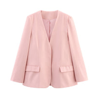 Neve | Womens Blazer Pink Long Sleeve Open Front