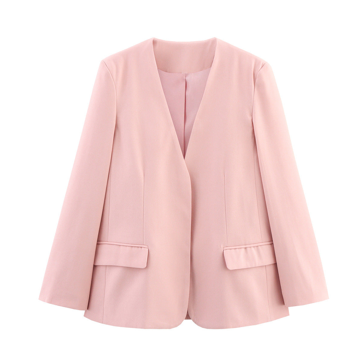 Neve | Womens Blazer Pink Long Sleeve Open Front