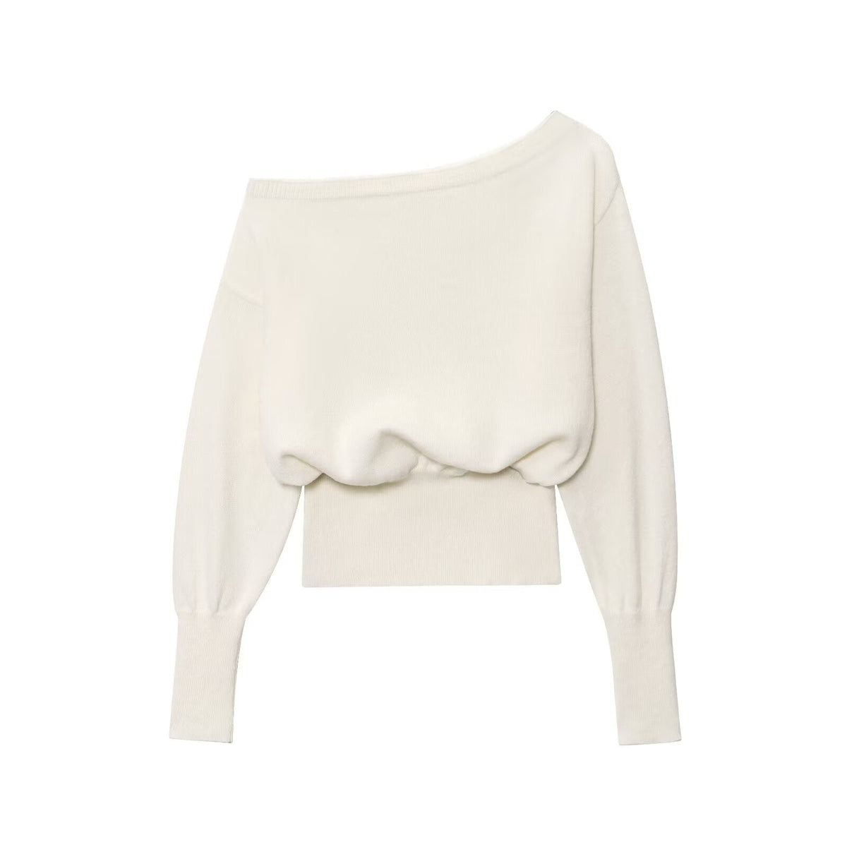Lux | Off Shoulder Sweater Cream Long Sleeve Cropped