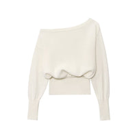 Lux | Off Shoulder Sweater Cream Long Sleeve Cropped