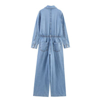 Isla | Denim Jumpsuit Light Blue Wide Leg Drawstring
