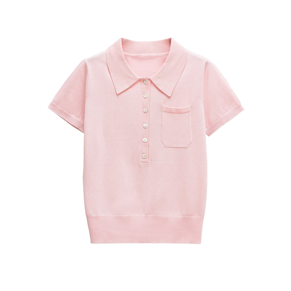 Aria | Knit Polo Shirt Cream Short Sleeve Collared